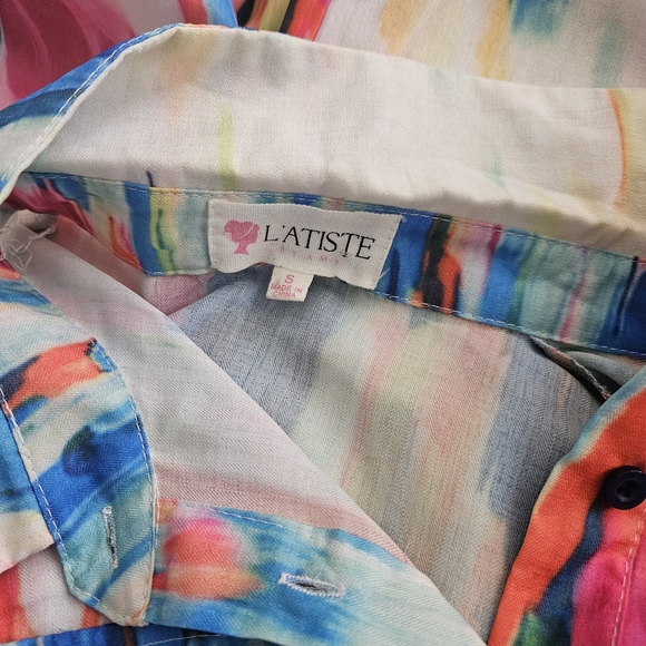 L'Atiste by Amy Multicolor Long Sleeve Maxi Dress with Belt Size S - Picture 9 of 9